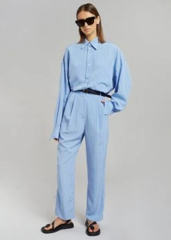 The Frankie Shop CLOTHING Bea Fluid Stripe Suit Pants - Powder Blue