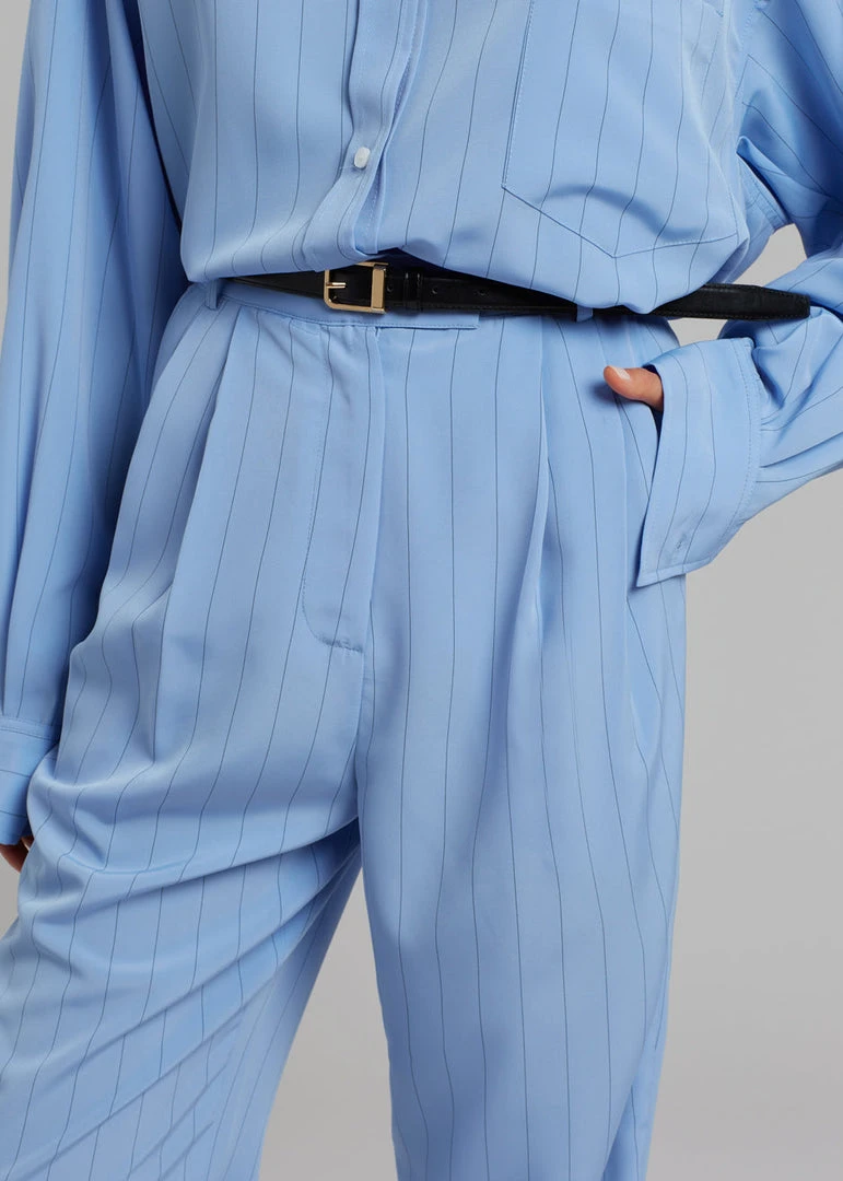 The Frankie Shop CLOTHING Bea Fluid Stripe Suit Pants - Powder Blue