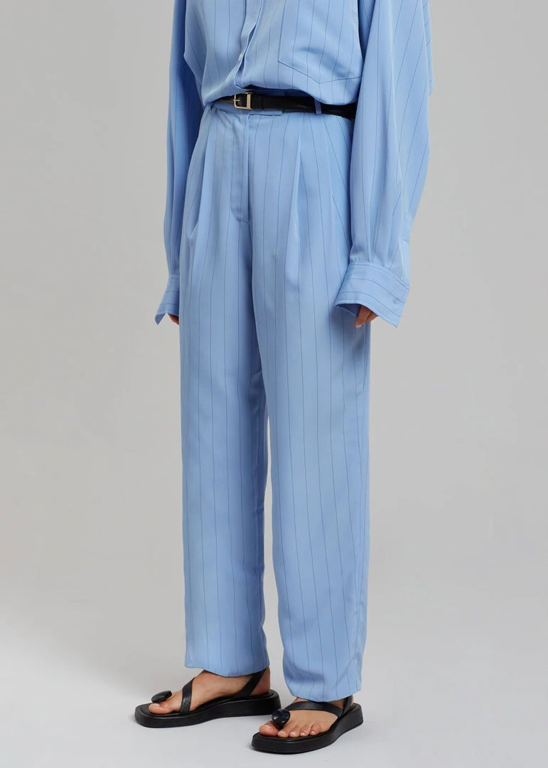 The Frankie Shop CLOTHING Bea Fluid Stripe Suit Pants - Powder Blue