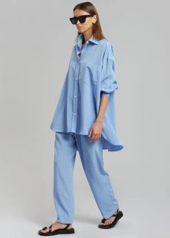The Frankie Shop CLOTHING Bea Fluid Stripe Suit Pants - Powder Blue