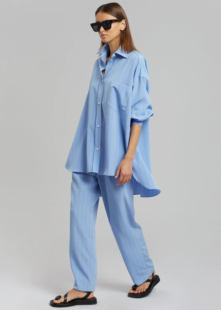 The Frankie Shop CLOTHING Bea Fluid Stripe Suit Pants - Powder Blue