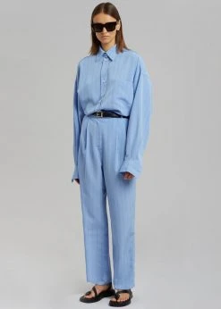 The Frankie Shop CLOTHING Bea Fluid Stripe Suit Pants - Powder Blue