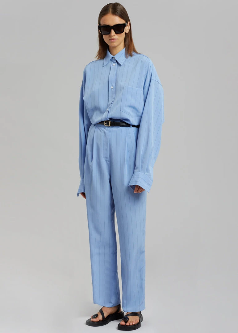 The Frankie Shop CLOTHING Bea Fluid Stripe Suit Pants - Powder Blue