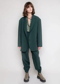 The Frankie Shop CLOTHING Bea Pleated Suit Pants - Forest Green