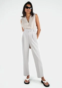 The Frankie Shop Bea Pleated Suit Pants - Grey