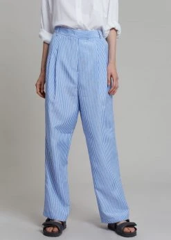 The Frankie Shop Bea Stripe Suit Pants - White/Light Blue