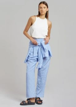 The Frankie Shop Bea Stripe Suit Pants - White/Light Blue