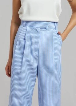 The Frankie Shop Bea Stripe Suit Pants - White/Light Blue