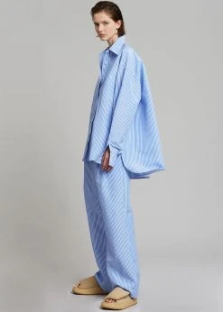 The Frankie Shop Bea Stripe Suit Pants - White/Light Blue
