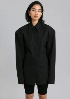 The Frankie Shop CLOTHING Bec Padded Shirt - Black