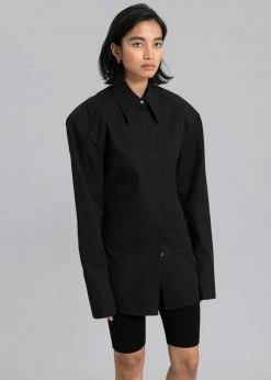 The Frankie Shop CLOTHING Bec Padded Shirt - Black