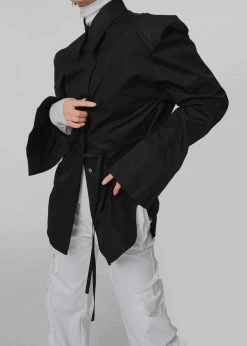 The Frankie Shop CLOTHING Bec Padded Shirt - Black