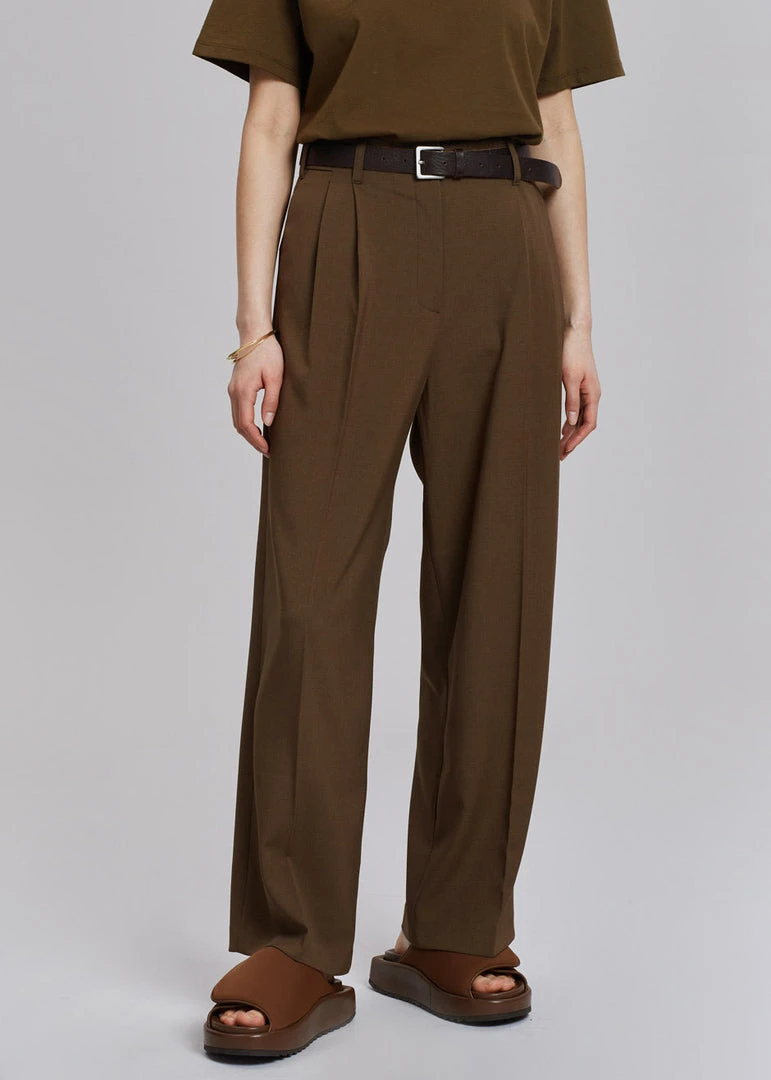 Browns Bellis Pleated Pants - Chocolate