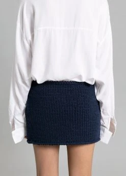 Bevza Hand-Knit Mini Skirt - Dark Ink Navy