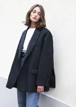 The Frankie Shop Frankie Oversized Boyfriend Blazer - Black CLOTHING