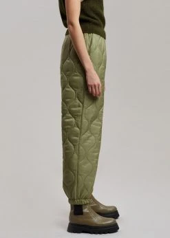 The Frankie Shop Brant Quilted Joggers - Moss Green