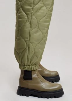 The Frankie Shop Brant Quilted Joggers - Moss Green