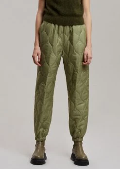 The Frankie Shop Brant Quilted Joggers - Moss Green