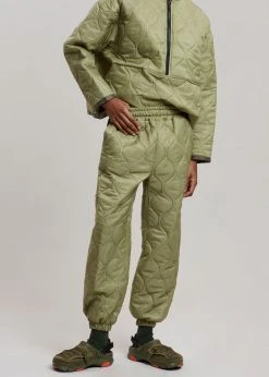 The Frankie Shop Brant Quilted Joggers - Moss Green