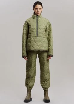The Frankie Shop Brant Quilted Joggers - Moss Green