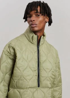 The Frankie Shop CLOTHING Brant Quilted Pullover - Moss Green