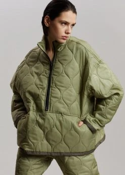 The Frankie Shop CLOTHING Brant Quilted Pullover - Moss Green