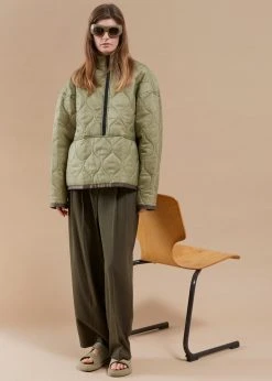 The Frankie Shop CLOTHING Brant Quilted Pullover - Moss Green