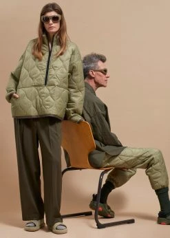 The Frankie Shop CLOTHING Brant Quilted Pullover - Moss Green