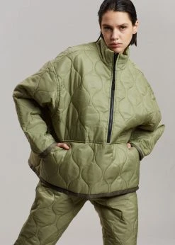 The Frankie Shop CLOTHING Brant Quilted Pullover - Moss Green