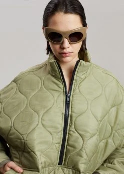 The Frankie Shop CLOTHING Brant Quilted Pullover - Moss Green