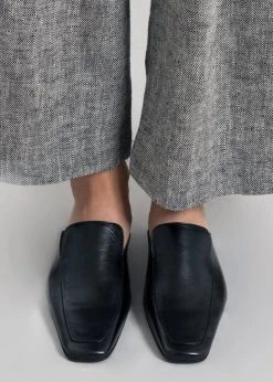 BY FAR Ingrid Mules - Black Gloss Leather SHOES