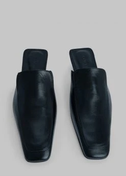 BY FAR Ingrid Mules - Black Gloss Leather SHOES