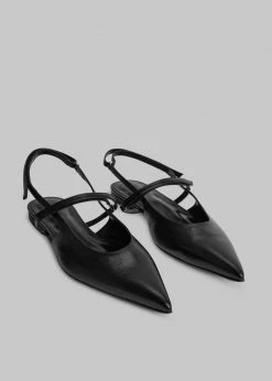 BY FAR Jess Slingbacks - Black Gloss Leather SHOES