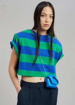 Layla Caco Padded Cropped Tee - Navy/Green CLOTHING