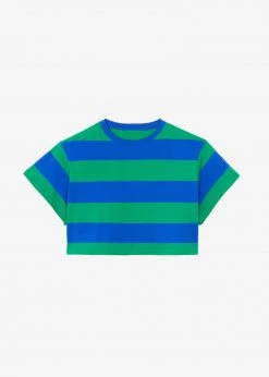 Layla Caco Padded Cropped Tee - Navy/Green CLOTHING