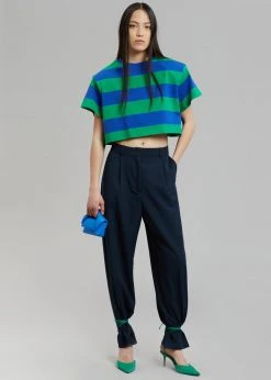 Layla Caco Padded Cropped Tee - Navy/Green CLOTHING