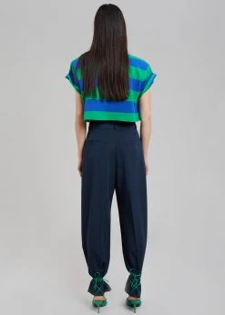 Layla Caco Padded Cropped Tee - Navy/Green CLOTHING