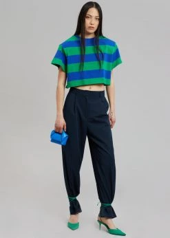 Layla Caco Padded Cropped Tee - Navy/Green CLOTHING