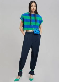 Layla Caco Padded Cropped Tee - Navy/Green CLOTHING