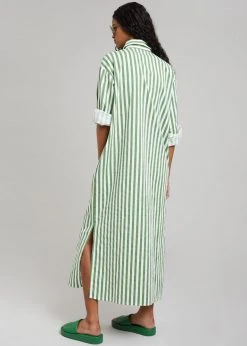 The Frankie Shop CLOTHING Cala Shirt Dress - Green Stripe