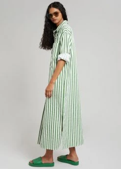 The Frankie Shop CLOTHING Cala Shirt Dress - Green Stripe