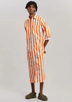 The Frankie Shop CLOTHING Cala Shirt Dress - Orange Stripe