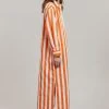 The Frankie Shop CLOTHING Cala Shirt Dress - Orange Stripe
