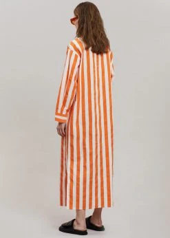 The Frankie Shop CLOTHING Cala Shirt Dress - Orange Stripe