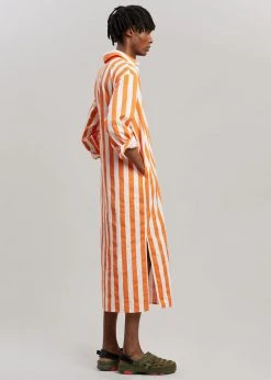 The Frankie Shop CLOTHING Cala Shirt Dress - Orange Stripe