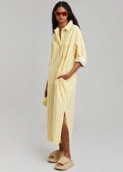 The Frankie Shop Cala Shirt Dress - Citrus Stripe CLOTHING