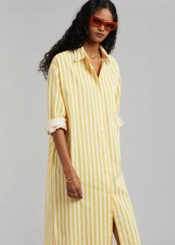 The Frankie Shop Cala Shirt Dress - Citrus Stripe CLOTHING