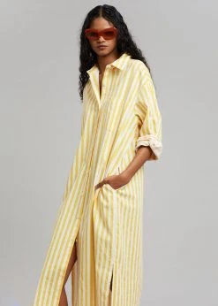 The Frankie Shop Cala Shirt Dress - Citrus Stripe CLOTHING