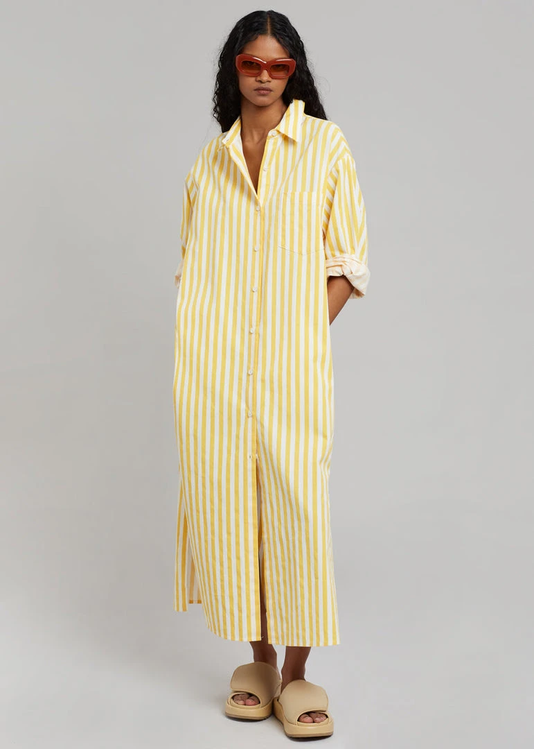 The Frankie Shop Cala Shirt Dress - Citrus Stripe CLOTHING