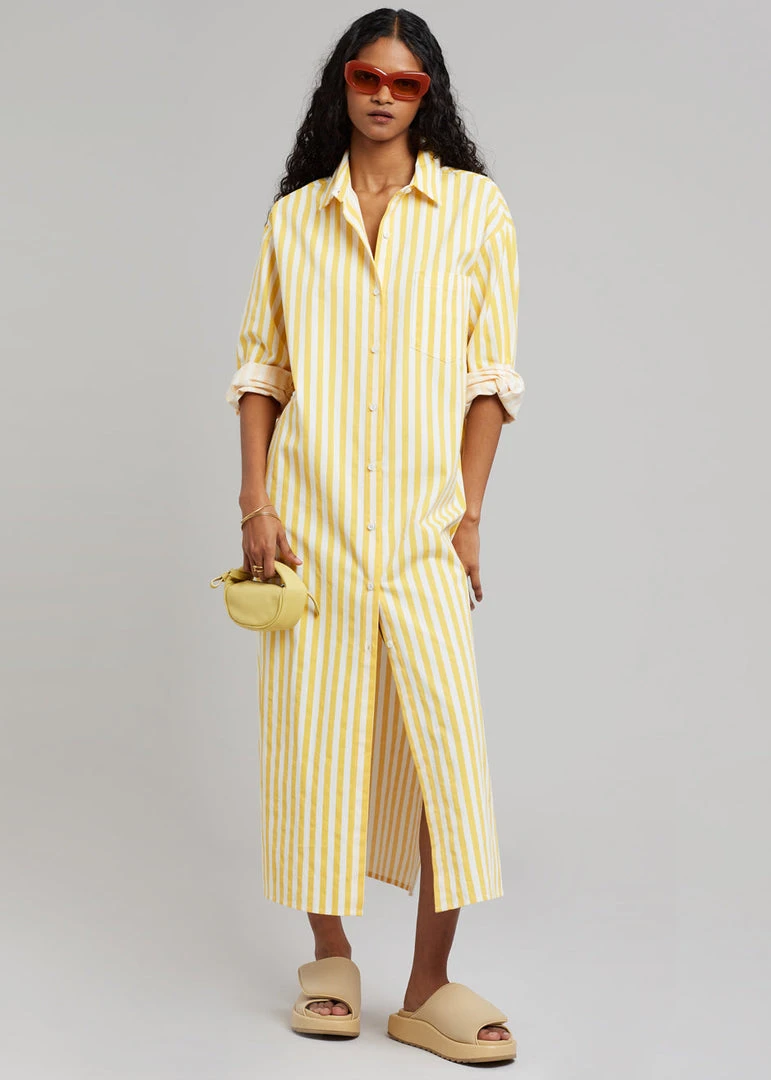 The Frankie Shop Cala Shirt Dress - Citrus Stripe CLOTHING